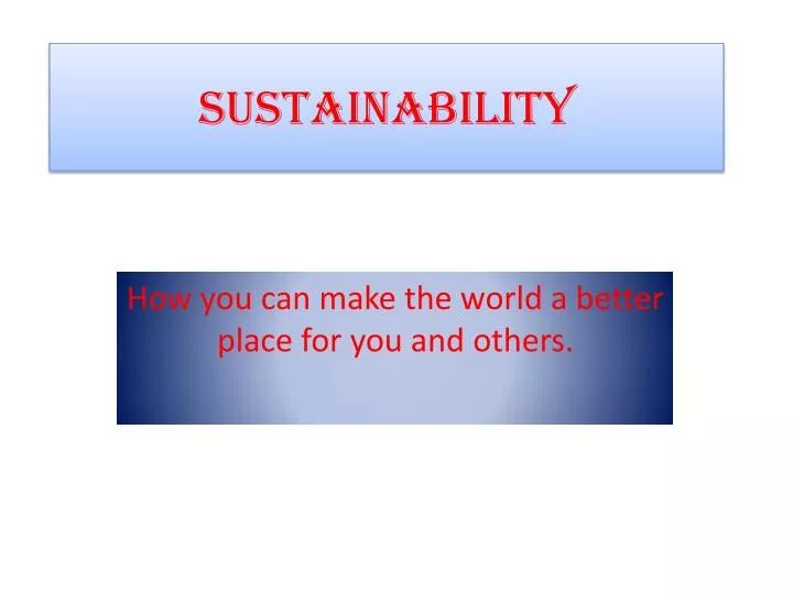 sustainability