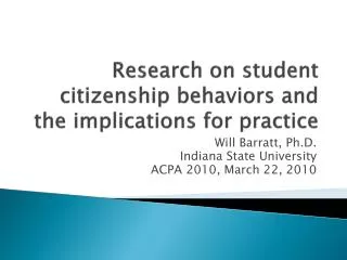 Research on student citizenship behaviors and the implications for practice