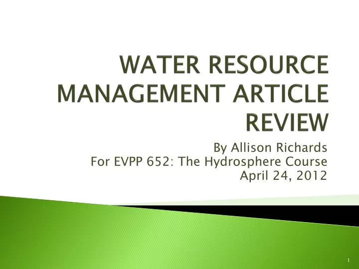 water resource management article review