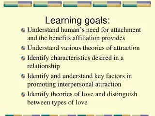 Learning goals: