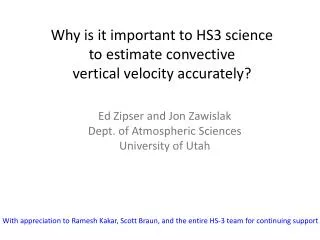 Why is it important to HS3 science to estimate convective vertical velocity accurately ?