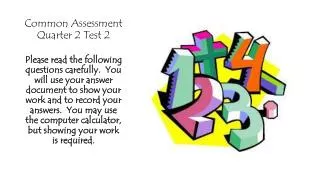 Common Assessment Quarter 2 Test 2