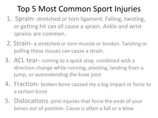 Top 5 Most Common Sport Injuries