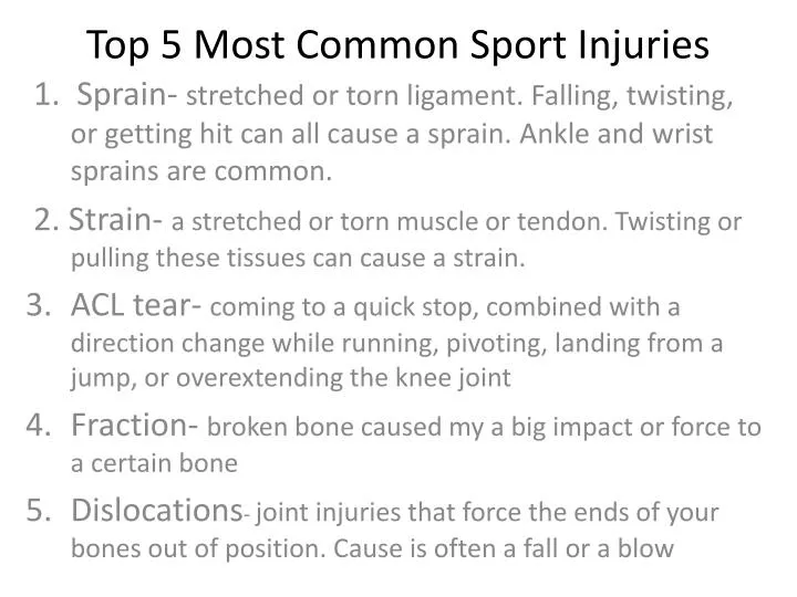 top 5 most common sport injuries