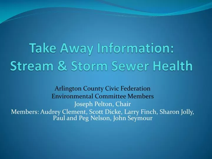 take away information stream storm sewer health