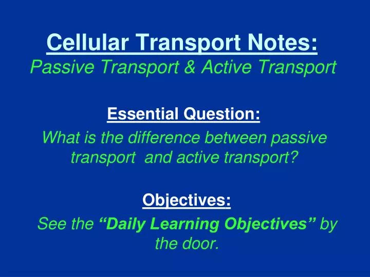 cellular transport notes passive transport active transport