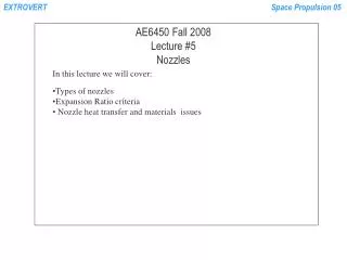AE6450 Fall 2008 Lecture #5 Nozzles