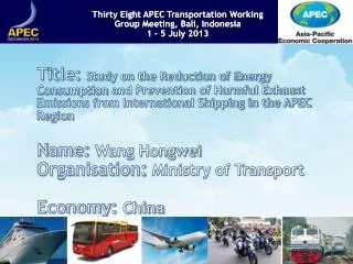 Thirty Eight APEC Transportation Working Group Meeting, Bali , Indonesia 1 – 5 July 2013