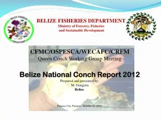 BELIZE FISHERIES DEPARTMENT Ministry of Forestry, Fisheries and Sustainable Development