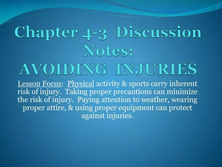 chapter 4 3 discussion notes avoiding injuries