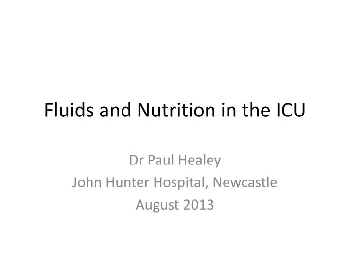 fluids and nutrition in the icu