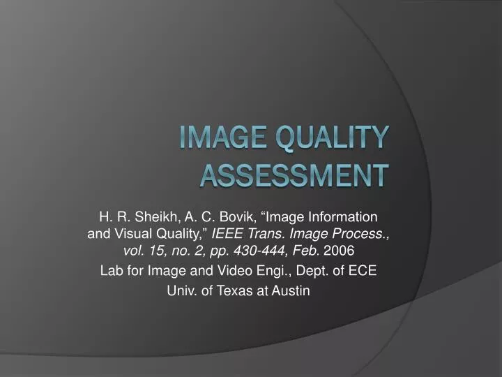 image quality assessment