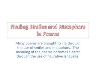 Finding Similes and Metaphors in Poems