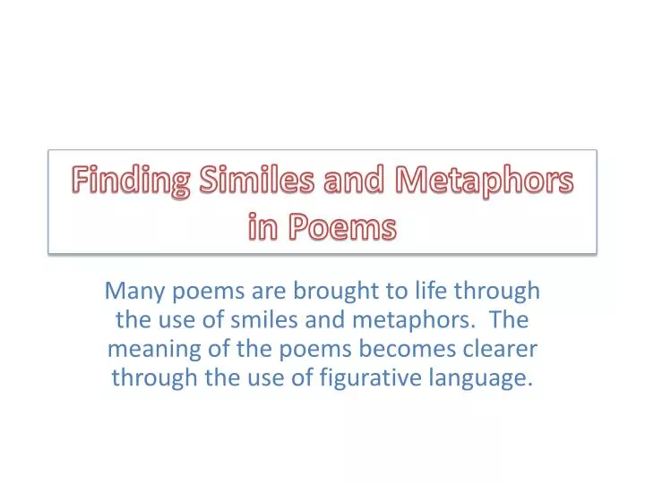 finding similes and metaphors in poems