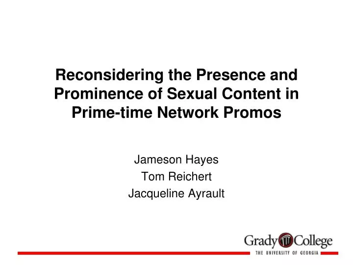 reconsidering the presence and prominence of sexual content in prime time network promos