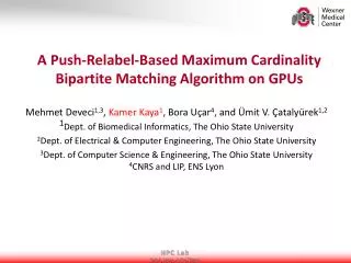 A Push- Relabel -Based Maximum Cardinality Bipartite Matching Algorithm on GPUs