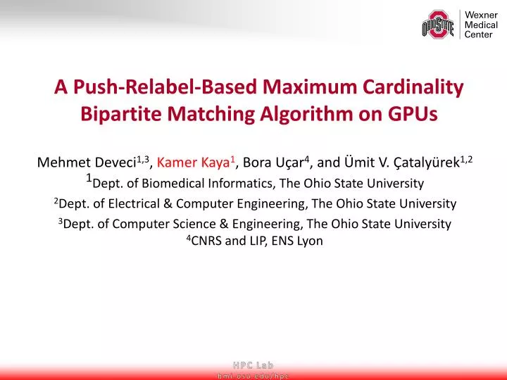 a push relabel based maximum cardinality bipartite matching algorithm on gpus