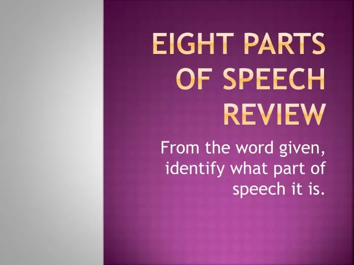 eight parts of speech review