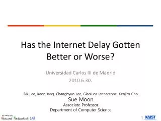 Has the Internet Delay Gotten Better or Worse?