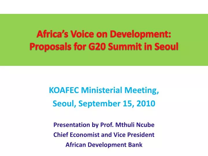 africa s voice on development proposals for g20 summit in seoul