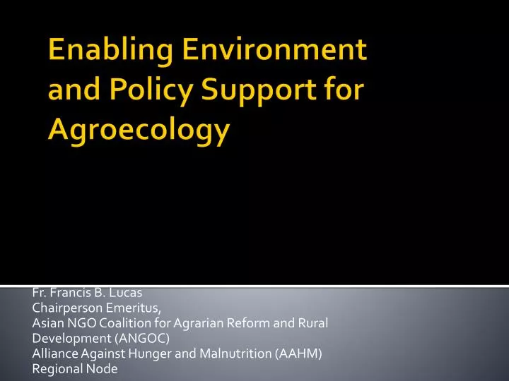 enabling environment and policy support for agroecology