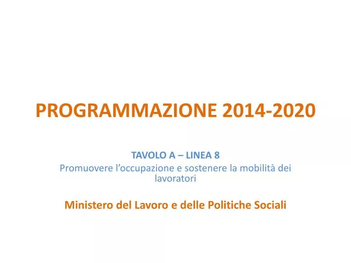 programmazione 2014 2020