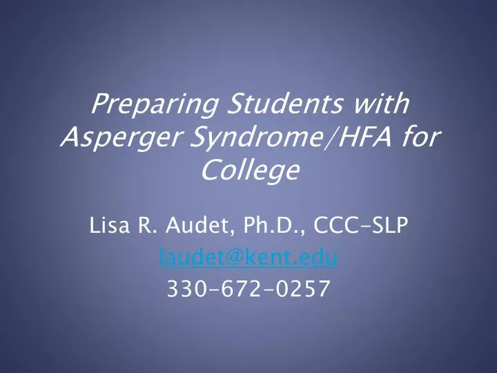 preparing students with asperger syndrome hfa for college