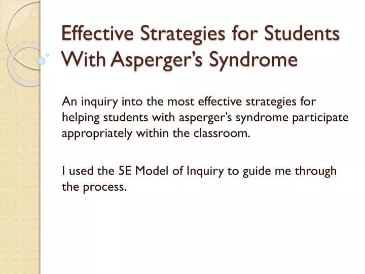 effective strategies for students with asperger s syndrome