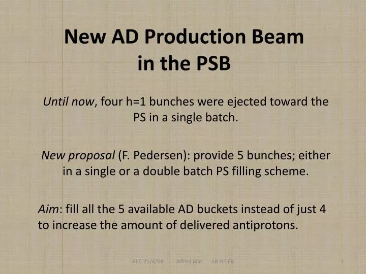 new ad production beam in the psb