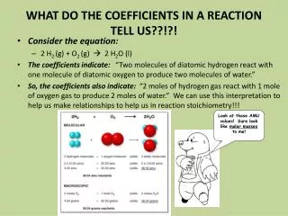 WHAT DO THE COEFFICIENTS IN A REACTION TELL US??!?!