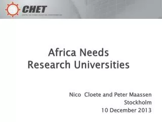 Africa Needs Research Universities