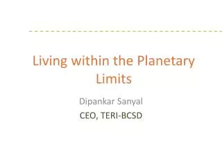Living within the Planetary Limits