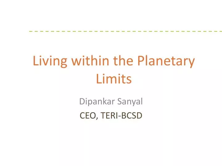 living within the planetary limits