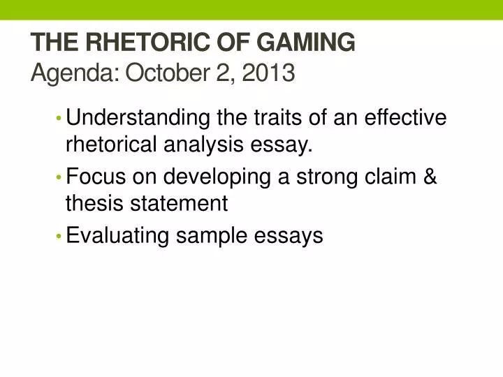 the rhetoric of gaming agenda october 2 2013