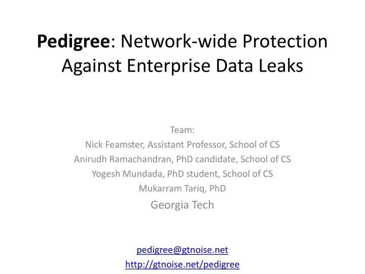 pedigree network wide protection against enterprise data leaks