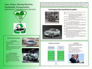 Lean, Green, Moving Machine: Sustainable Transportation
