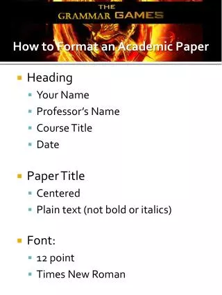 Heading Your Name Professor’s Name Course Title Date Paper Title Centered