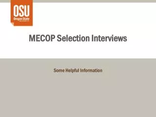 MECOP Selection Interviews