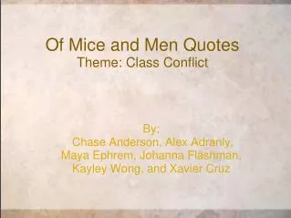 Of Mice and Men Quotes Theme: Class Conflict