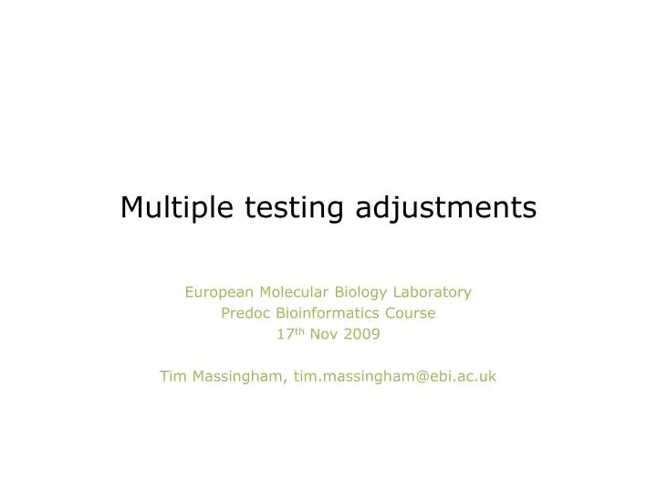 multiple testing adjustments