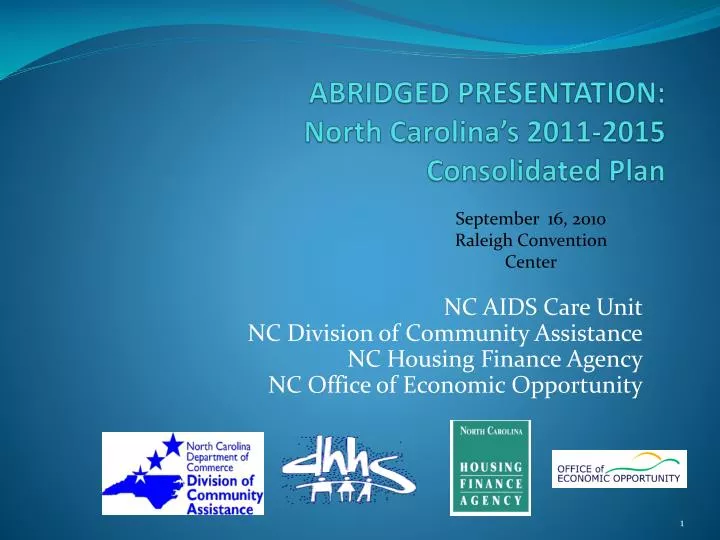abridged presentation north carolina s 2011 2015 consolidated plan