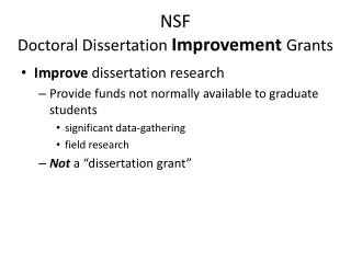 NSF Doctoral Dissertation Improvement Grants