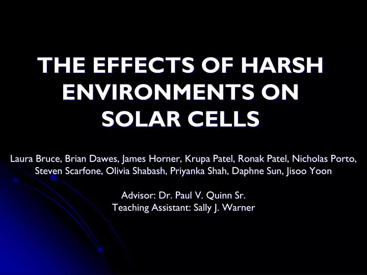 the effects of harsh environments on solar cells