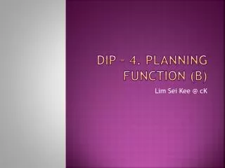 DIP – 4. Planning function (B)