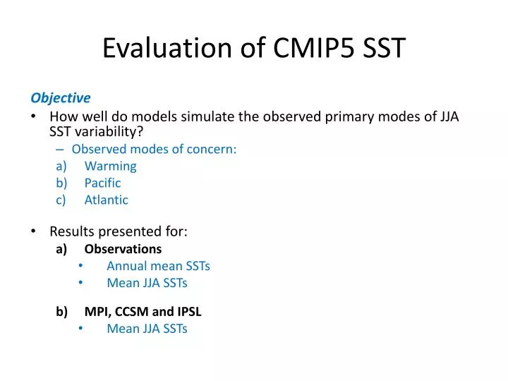 evaluation of cmip5 sst