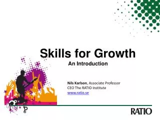 Skills for Growth An Introduction