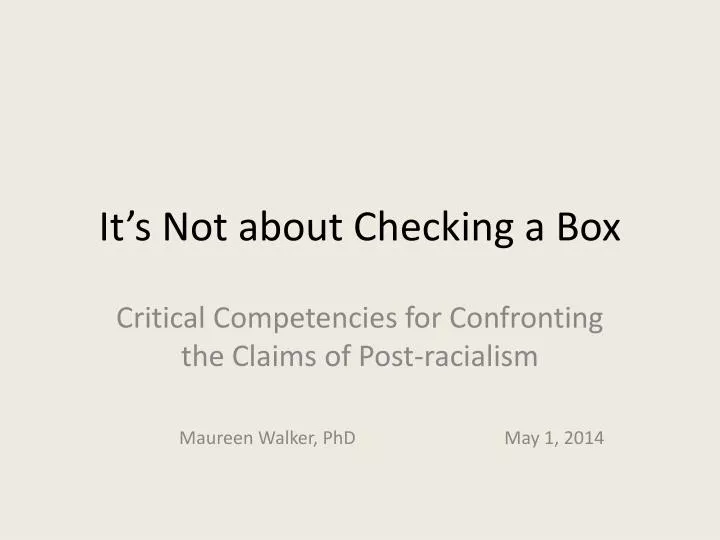 it s not about checking a box