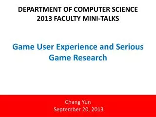 Game User Experience and Serious Game Research