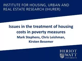 Issues in the treatment of housing costs in poverty measures