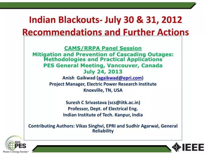 indian blackouts july 30 31 2012 recommendations and further actions